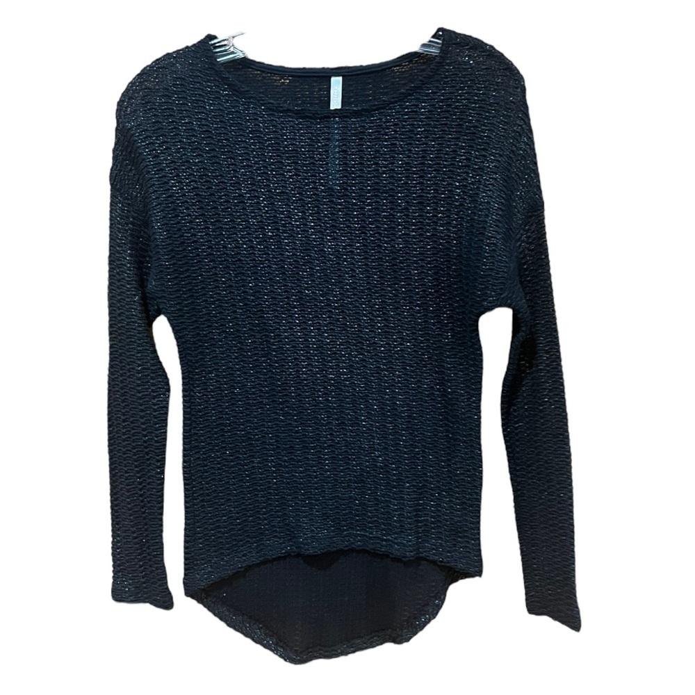 Renee C Black Open Knit Sweater Size Small
